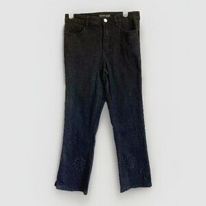 Long Tall Sally Women’s Eyelet Ankle Jeans Size 10 Black Dark Boho Goth Denim